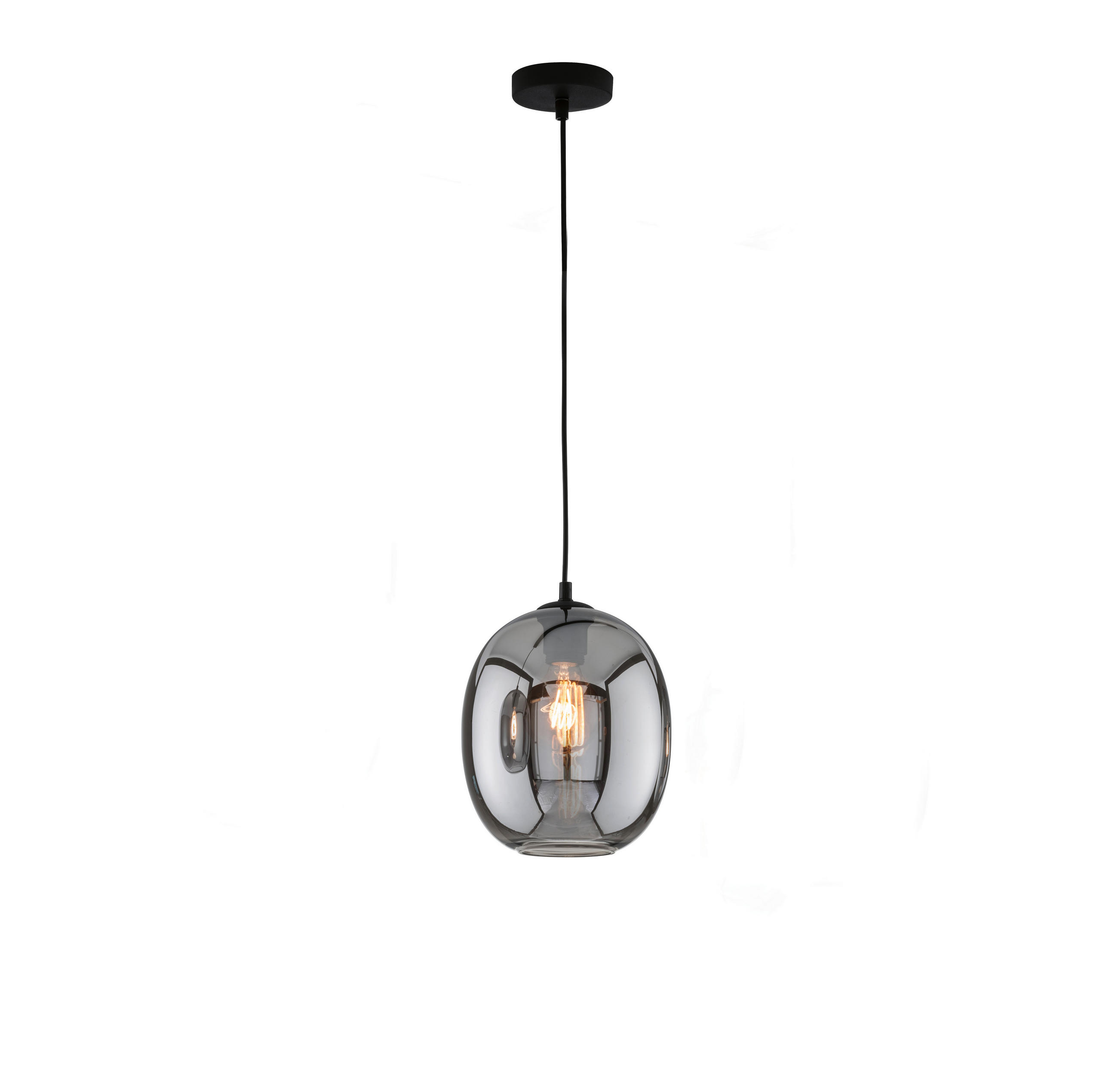 PENDELLEUCHTE Nayla 30/150 cm   - Schwarz, Design, Glas/Metall (30/150cm) - Fischer & Honsel
