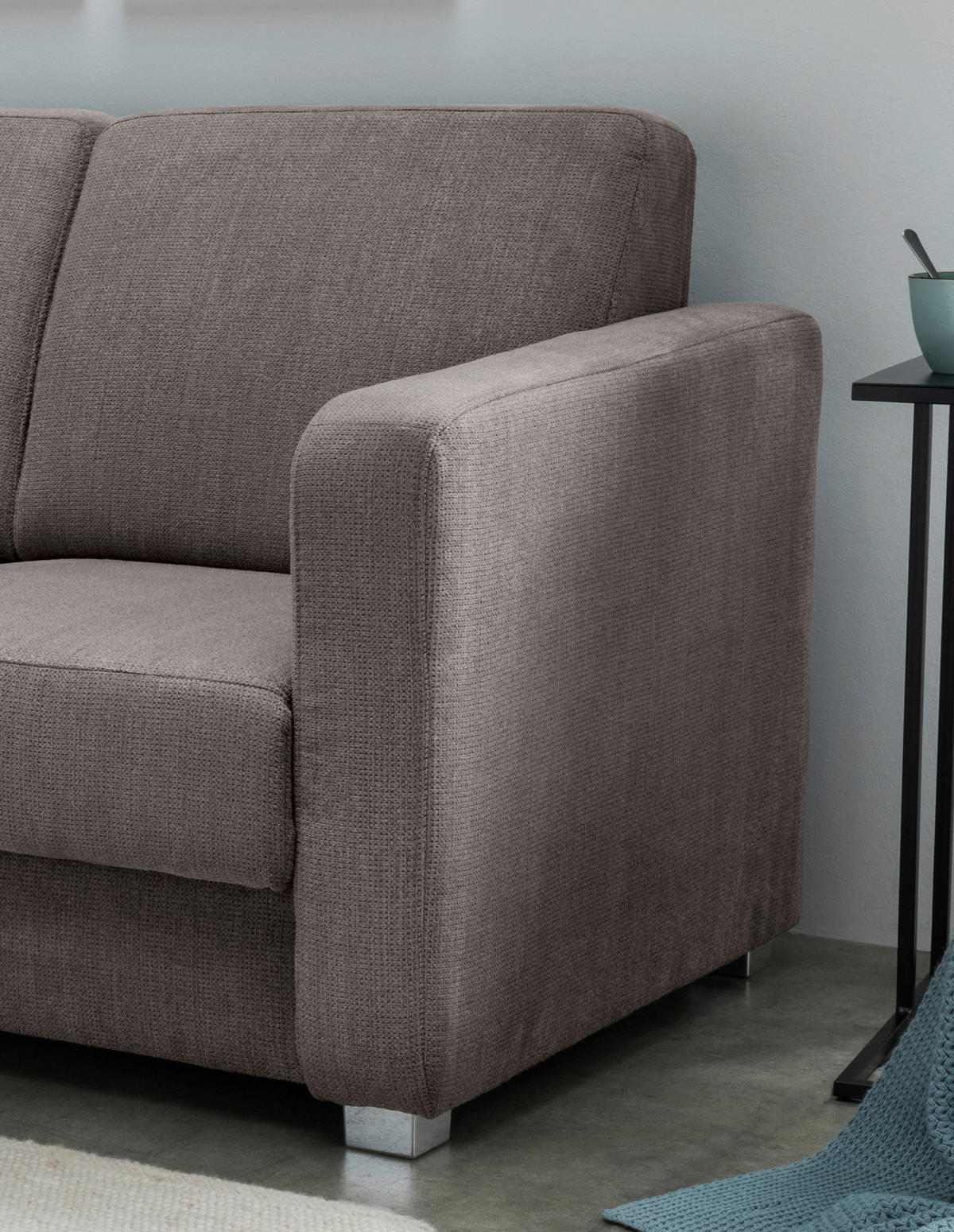 SCHLAFSOFA Chenille Graubraun  - Chromfarben/Graubraun, Basics, Kunststoff/Textil (159/88/87cm) - Livetastic