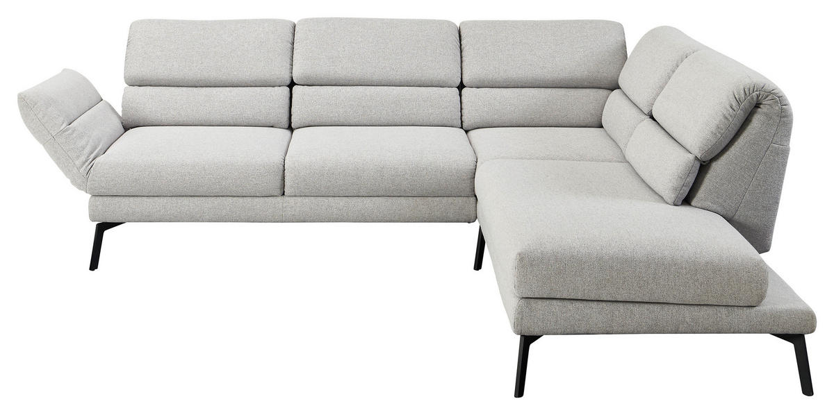 ECKSOFA in Flachgewebe Hellgrau  - Hellgrau/Schwarz, Design, Textil/Metall (253-363/212-253cm) - Dieter Knoll
