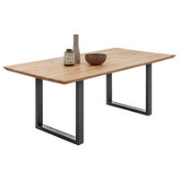 ESSTISCH Eiche massiv Eichefarben, Schwarz  - Eichefarben/Schwarz, Basics, Holz/Metall (200/100/74cm) - Livetastic