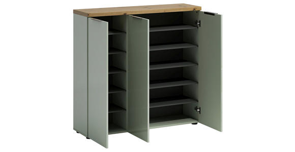 SCHUHSCHRANK 120/115/34 cm - Eichefarben/Schwarz, Design, Holzwerkstoff/Kunststoff (120/115/34cm) - Xora