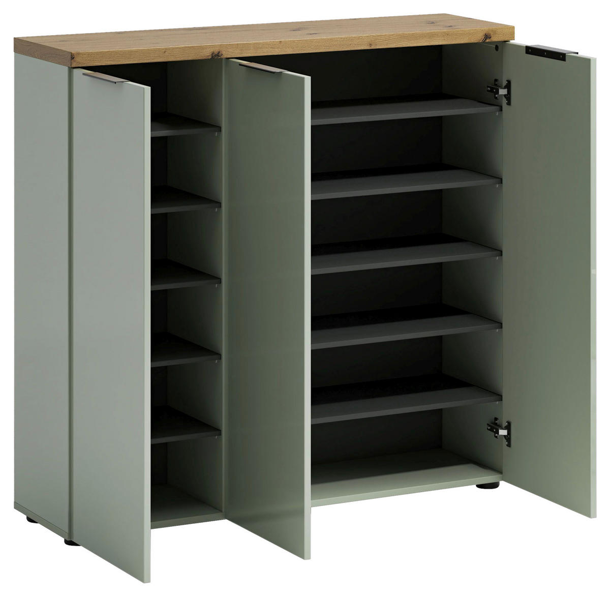 SCHUHSCHRANK Idea  in 120/115/34 cm  - Eichefarben/Schwarz, Design, Holzwerkstoff/Kunststoff (120/115/34cm) - Xora