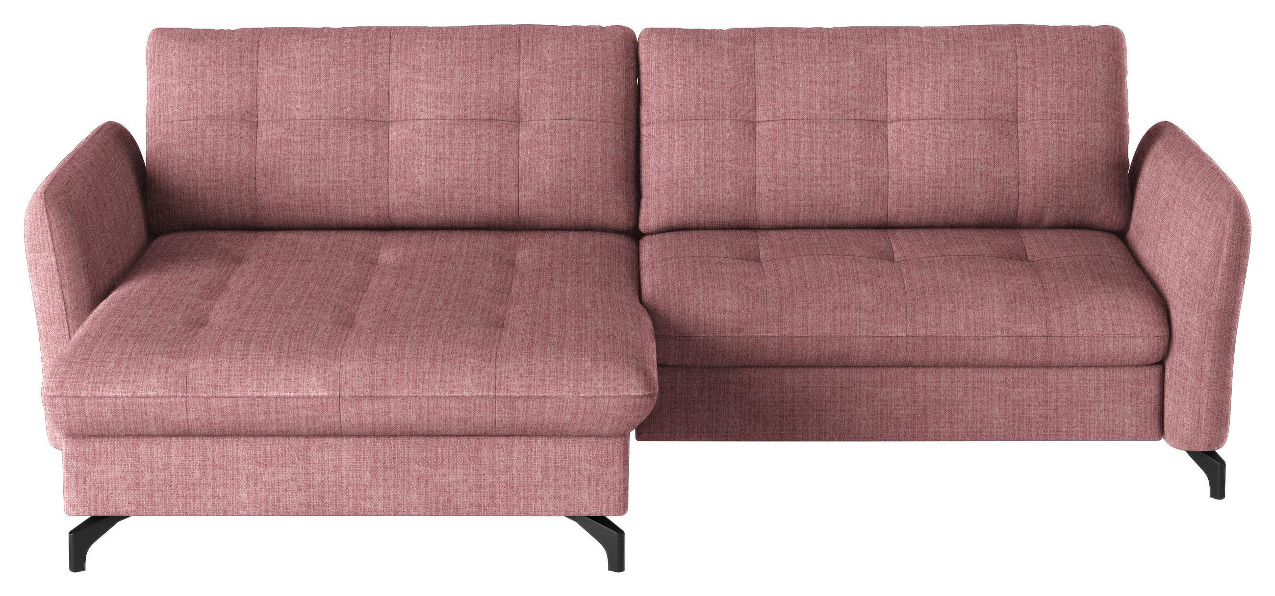 ECKSOFA in Flachgewebe, Leinenoptik Rosa  - Schwarz/Rosa, Design, Textil/Metall (170/242cm) - Xora