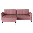 ECKSOFA in Flachgewebe, Leinenoptik Rosa  - Schwarz/Rosa, Design, Textil/Metall (170/242cm) - Xora