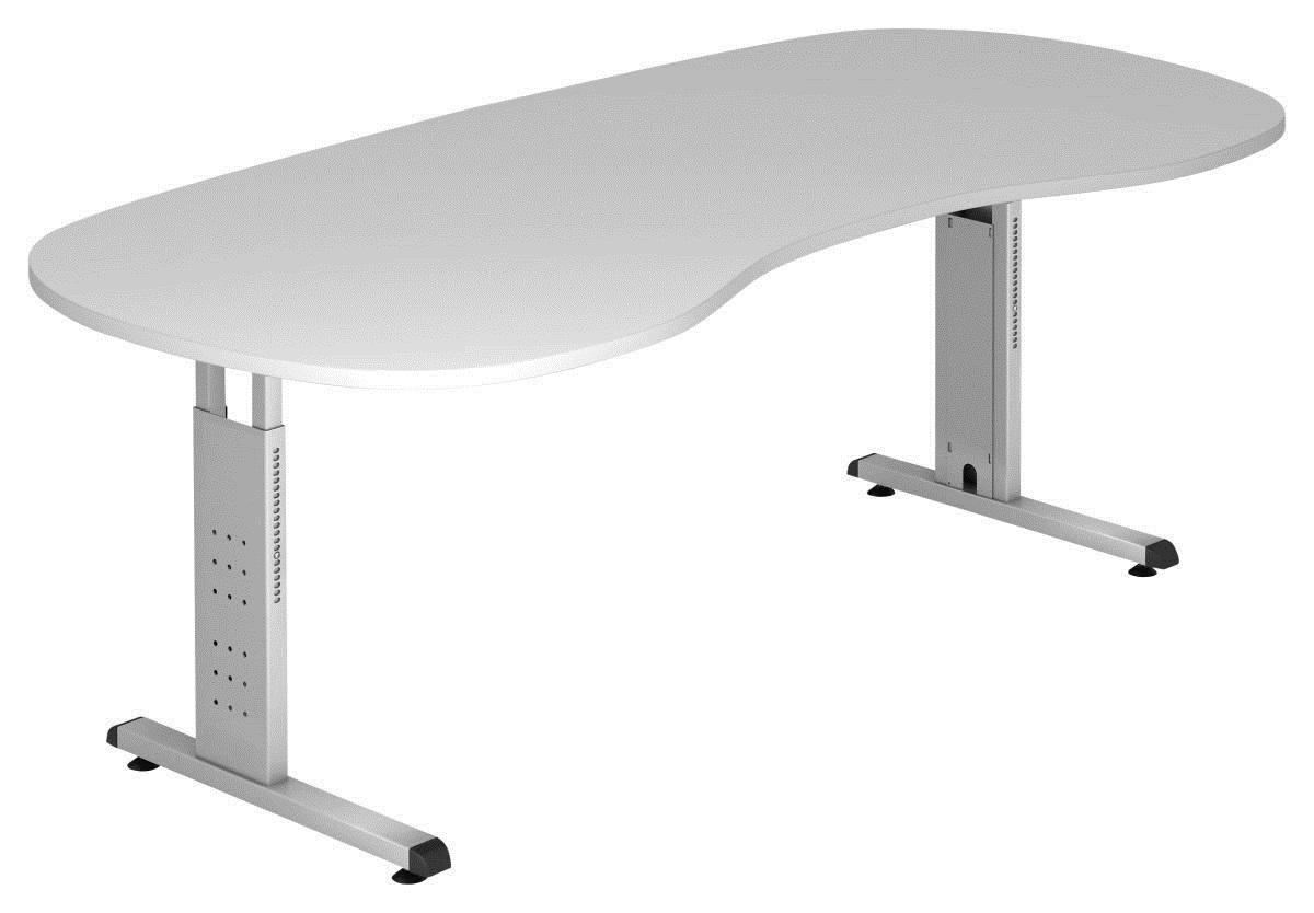 SCHREIBTISCH höhenverstellbar  - Silberfarben/Grau, KONVENTIONELL, Holzwerkstoff/Metall (200/100/65-85cm) - Venda