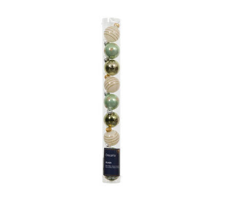 JULGRANSKULOR SET - vit/ljusgrön, Klassisk, glas (3,00cm)