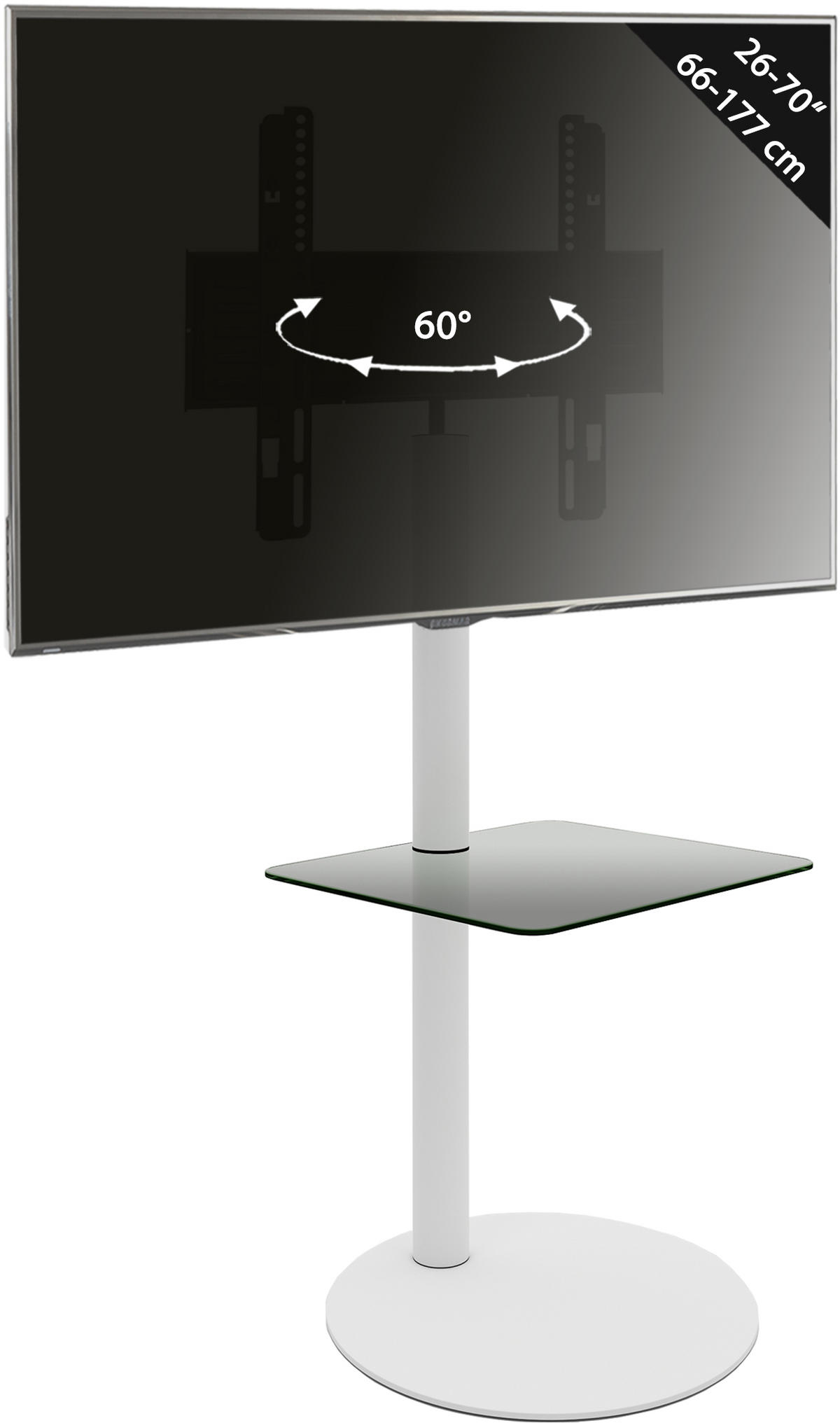 TV-RACK Metall, Glas Klar, Weiß  - Klar/Weiß, Basics, Glas/Metall (55/100/45cm) - MID.YOU