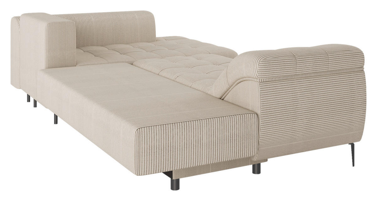 ECKSOFA in Cord Creme  - Creme/Schwarz, Design, Textil (276/177cm) - MID.YOU