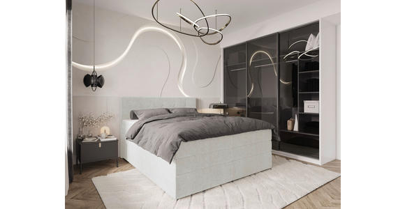 BOXSPRINGBETT 180/200 cm,  in Creme, Bettkasten, Topper, Matratzen, H3 = fest  - Creme/Schwarz, KONVENTIONELL, Kunststoff/Textil (180/200cm) - Carryhome