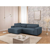 ECKSOFA Curduroy in Webstoff Blau Rückenkissen  251/142 cm  - Blau/Schwarz, Design, Kunststoff/Textil (251/142cm) - P & B