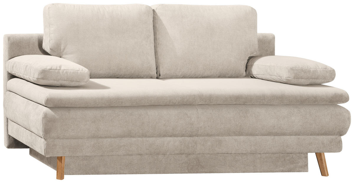 SCHLAFSOFA in Feincord Beige  - Beige/Eiche Artisan, Konventionell, Holz/Textil (198/89/96cm) - Niels Andersson