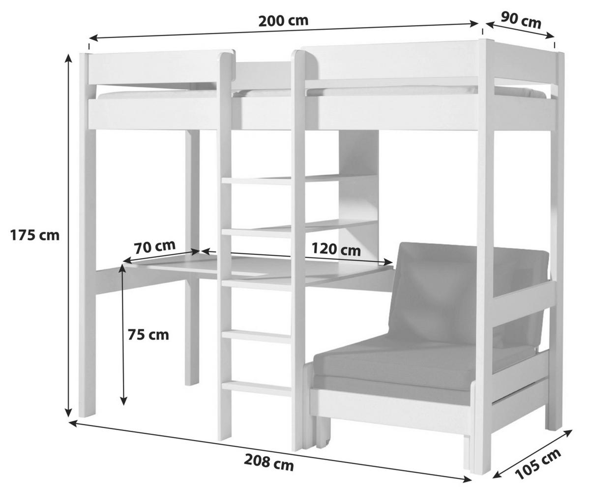 HOCHBETT 90/200 cm Weiß Weiß  - Weiß/Kieferfarben, Basics, Holz (90/200cm) - MID.YOU