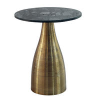KISASZTAL fém, kő 40/48/40 cm   - aranyszínű/zöld, Design, kő/fém (40/40/48cm) - Livetastic