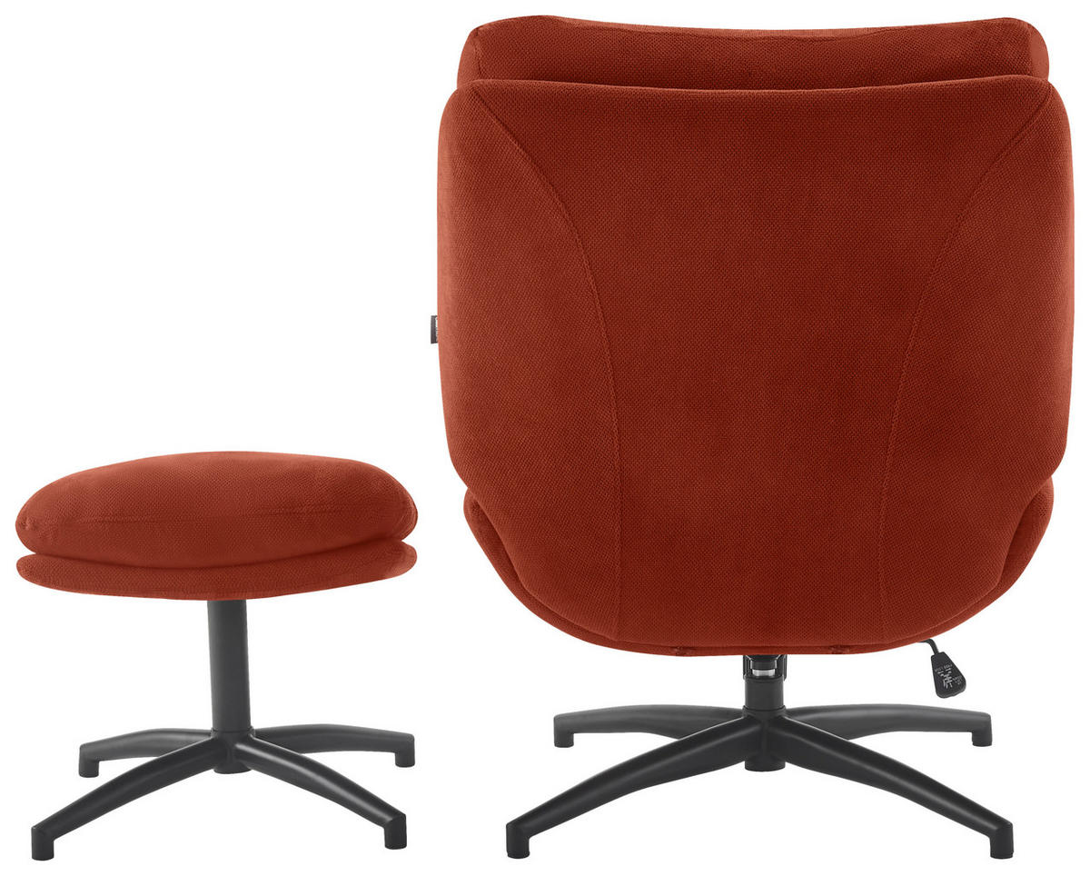 RELAXSESSELSET in Metall, Textil Schwarz, Rostfarben  - Rostfarben/Schwarz, Design, Textil/Metall (75/97/88cm) - Carryhome