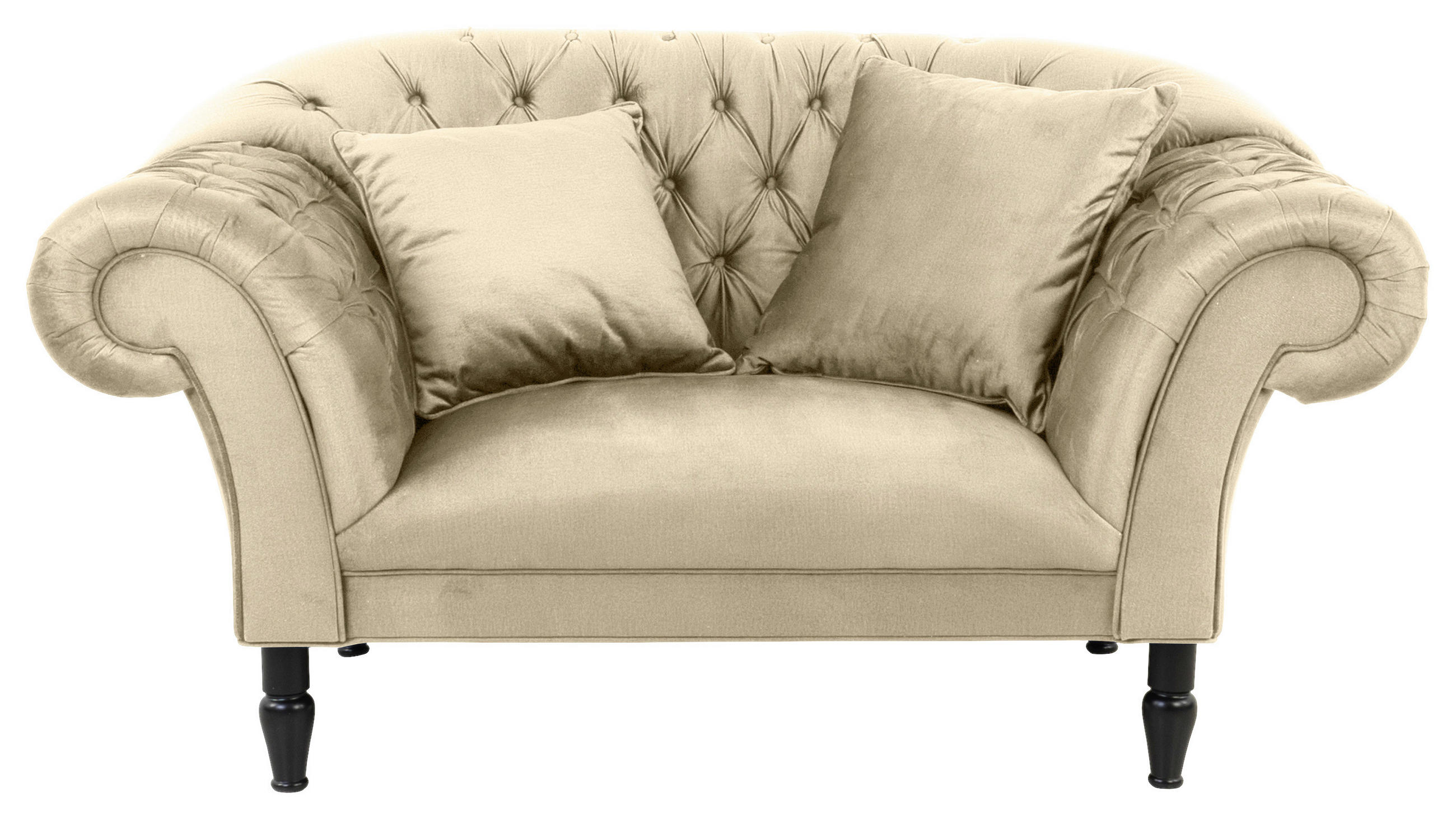 XXL-SESSEL in Velours Beige - Beige/Schwarz, Design, Holz/Textil (180/94/103cm) - MID.YOU