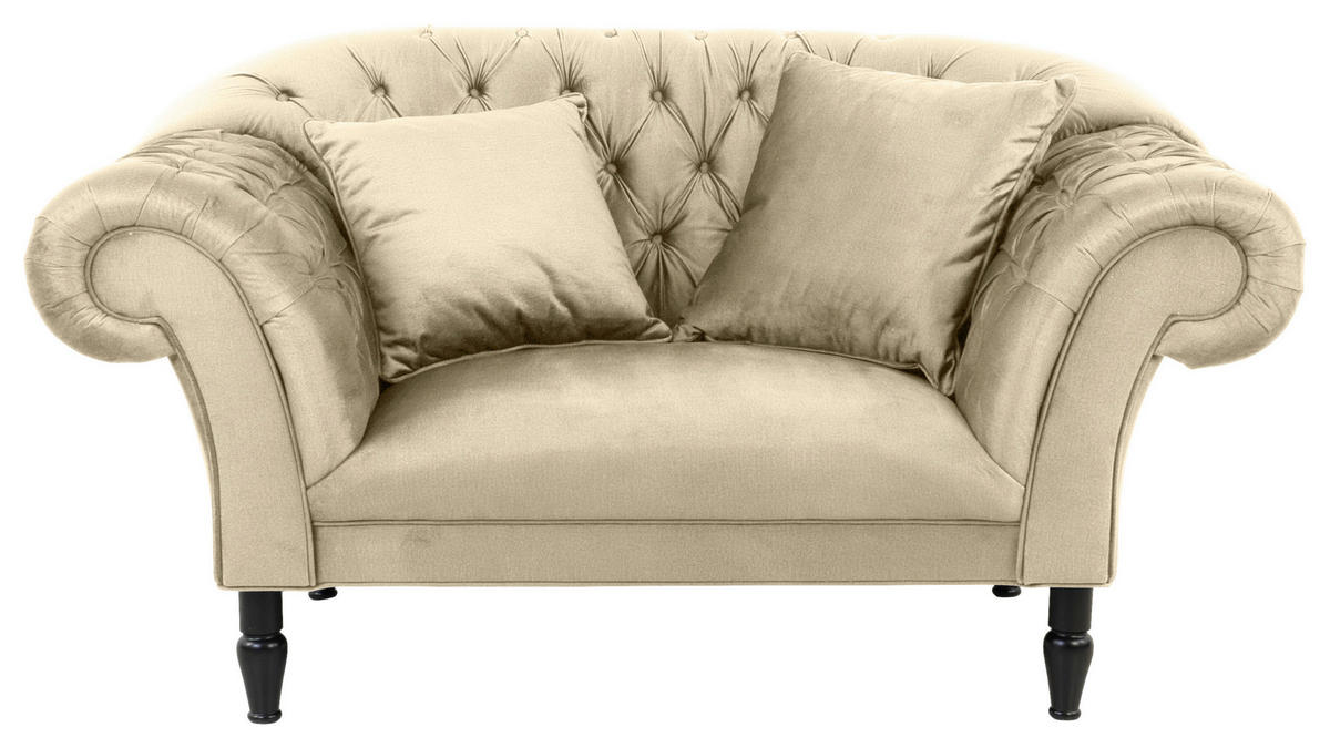 XXL-SESSEL in Velours Beige  - Beige/Schwarz, Design, Holz/Textil (180/94/103cm) - MID.YOU