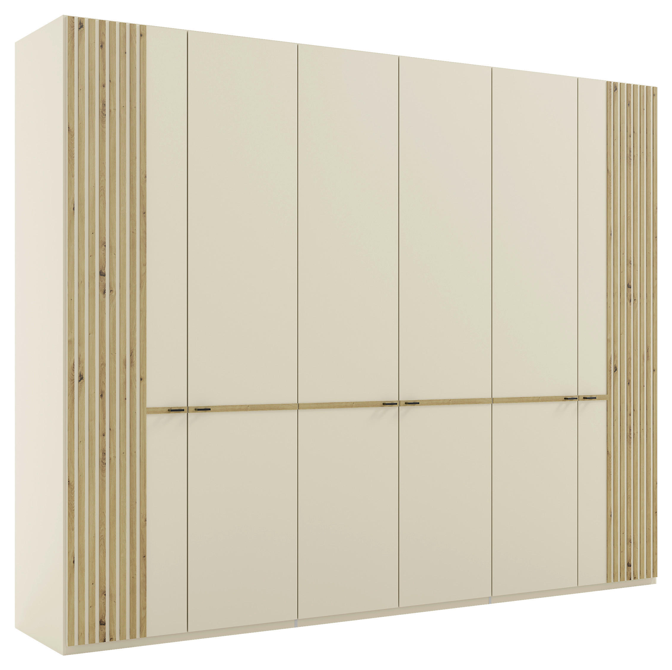 DREHTÜRENSCHRANK 300/236/58 cm 6-türig Champagner, Eiche Bianco  - Eiche Bianco/Champagner, Design, Holzwerkstoff/Metall (300/236/58cm) - Musterring