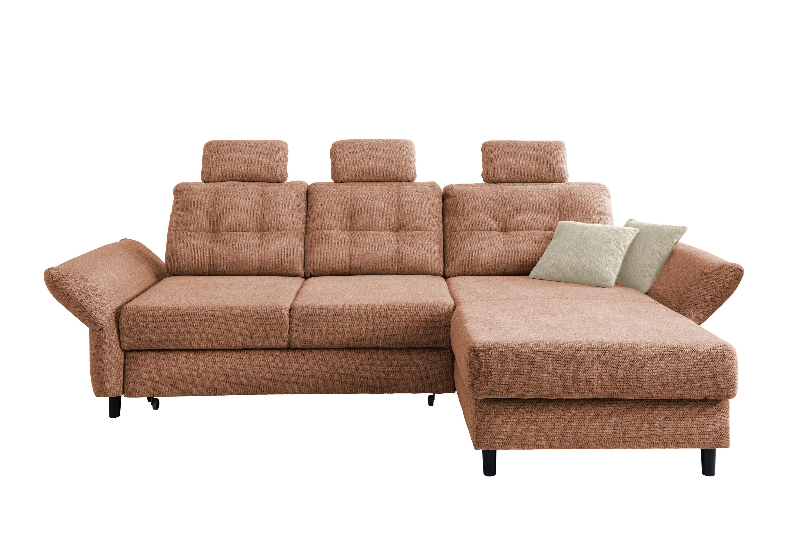 ECKSOFA Koralle Chenille - Koralle/Beige, MODERN, Holz/Textil (250-280/176cm) - Livetastic