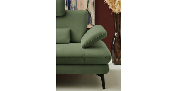 ECKSOFA  in Chenille, Flachgewebe Grün Rücken echt  180/284 cm  - Schwarz/Grün, Design, Textil/Metall (180/284cm) - Dieter Knoll