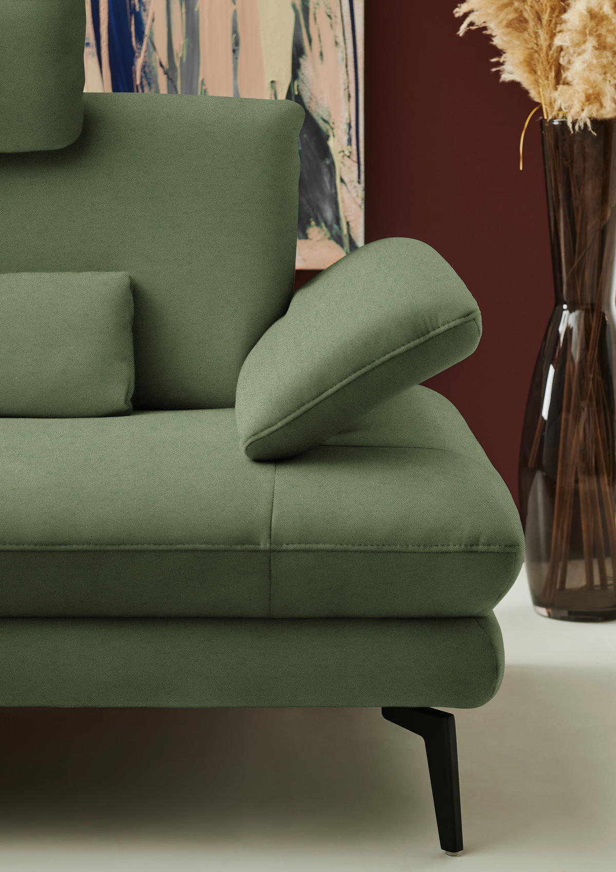 ECKSOFA Chenille, Flachgewebe Grün  - Schwarz/Grün, Design, Textil/Metall (180/284cm) - Dieter Knoll