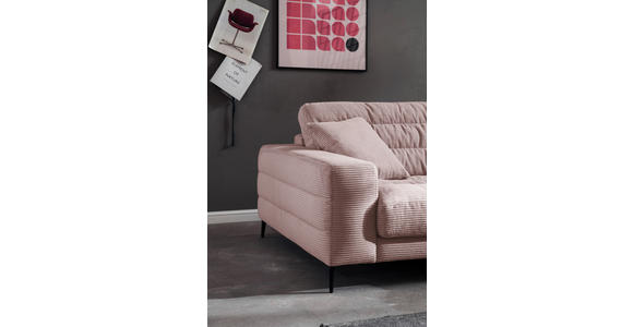 ECKSOFA in Cord Rosa  - Schwarz/Rosa, Design, Textil/Metall (296/207cm) - Dieter Knoll