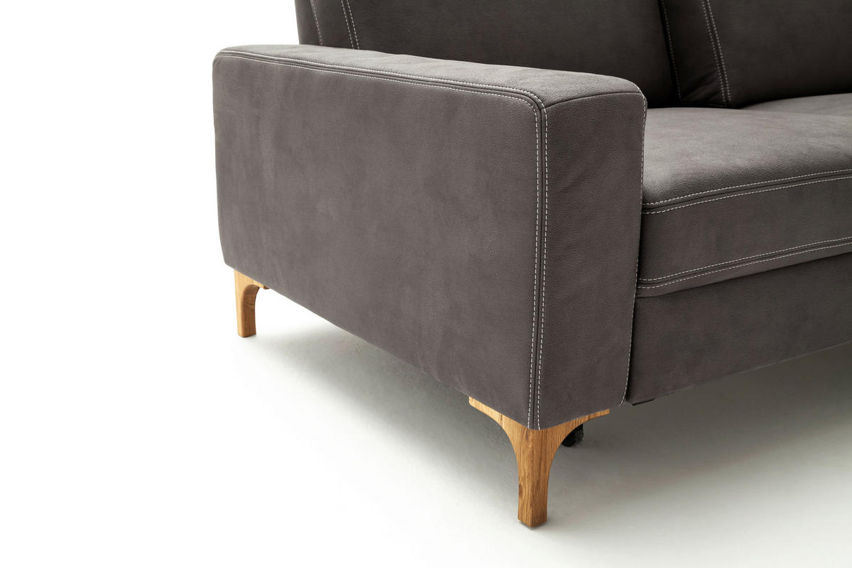 ECKSOFA in Mikrofaser Anthrazit  - Anthrazit/Beige, Design, Holz/Textil (185/276cm) - Pure Home Lifestyle