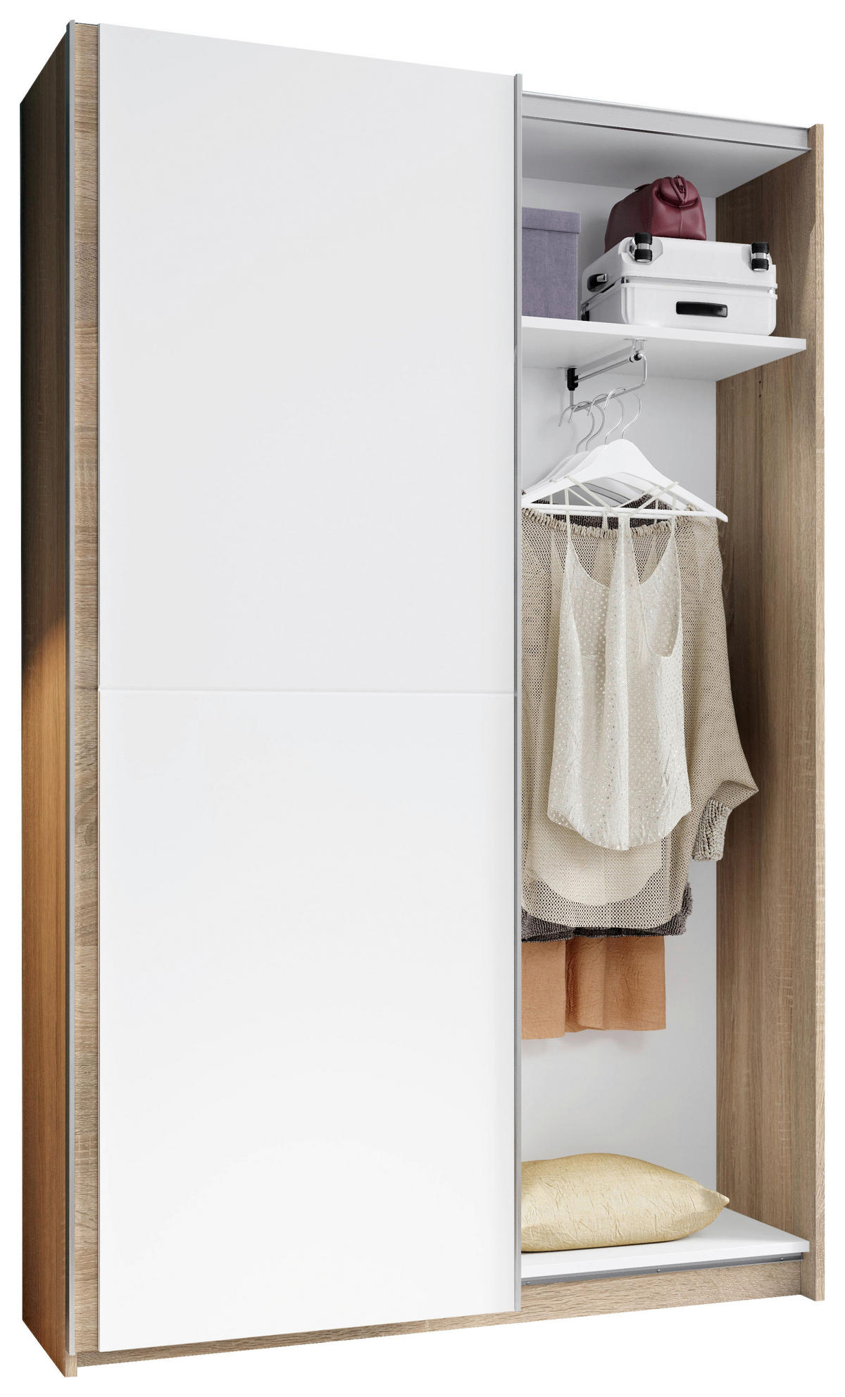VIŠENAMENSKI ORMAR bela, sonoma hrast  125/195/38 cm  - sonoma hrast/boja aluminijuma, Dizajnerski, pločasti materijal (125/195/38cm) - Boxxx