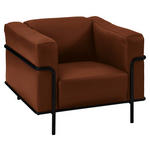 SESSEL in Echtleder Braun  - Schwarz/Braun, Design, Leder/Metall (91/67/96cm) - Johann Jakob