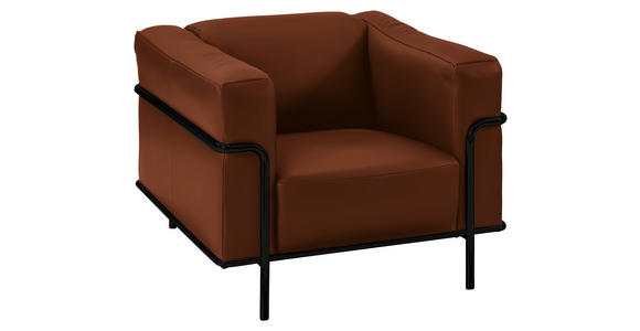 SESSEL in Echtleder Braun  - Schwarz/Braun, Design, Leder/Metall (91/67/96cm) - Johann Jakob