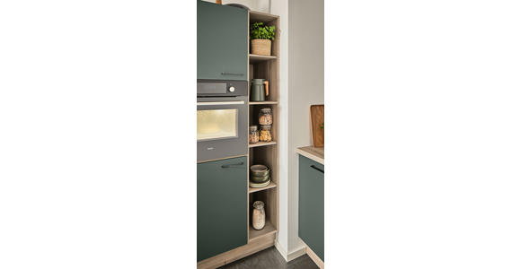 ECKKÜCHE  in Grün, Tannenholzfarben  - Tannenholzfarben/Schwarz, Design, Holzwerkstoff/Metall (121,6/280/150cm) - Xora