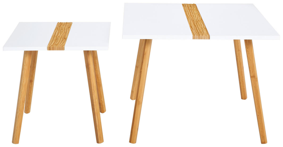 SATZTISCH Bambus quadratisch Naturfarben, Weiß  - Naturfarben/Weiß, MODERN, Holz (60/40/60/40/45/40cm) - PBJ