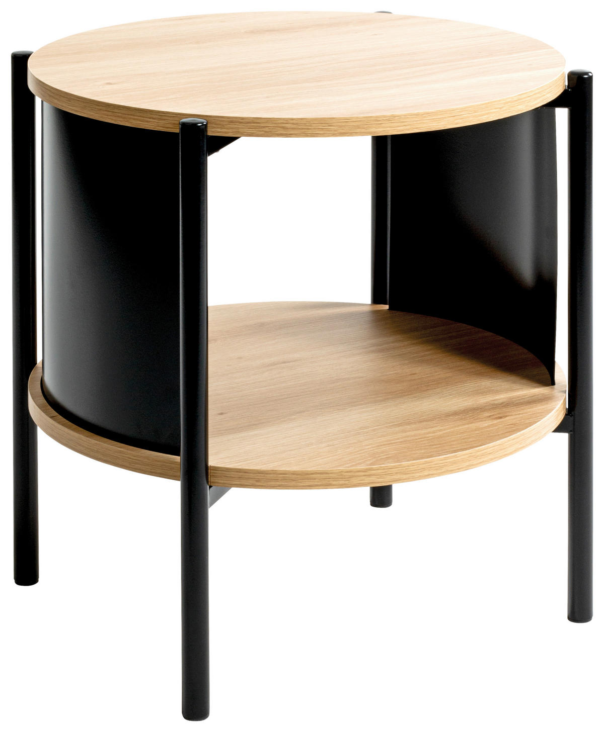 SIDOBORD i metall, trämaterial 40/40/44 cm  - svart/ekfärgad, Trend, metall/trämaterial (40/40/44cm)