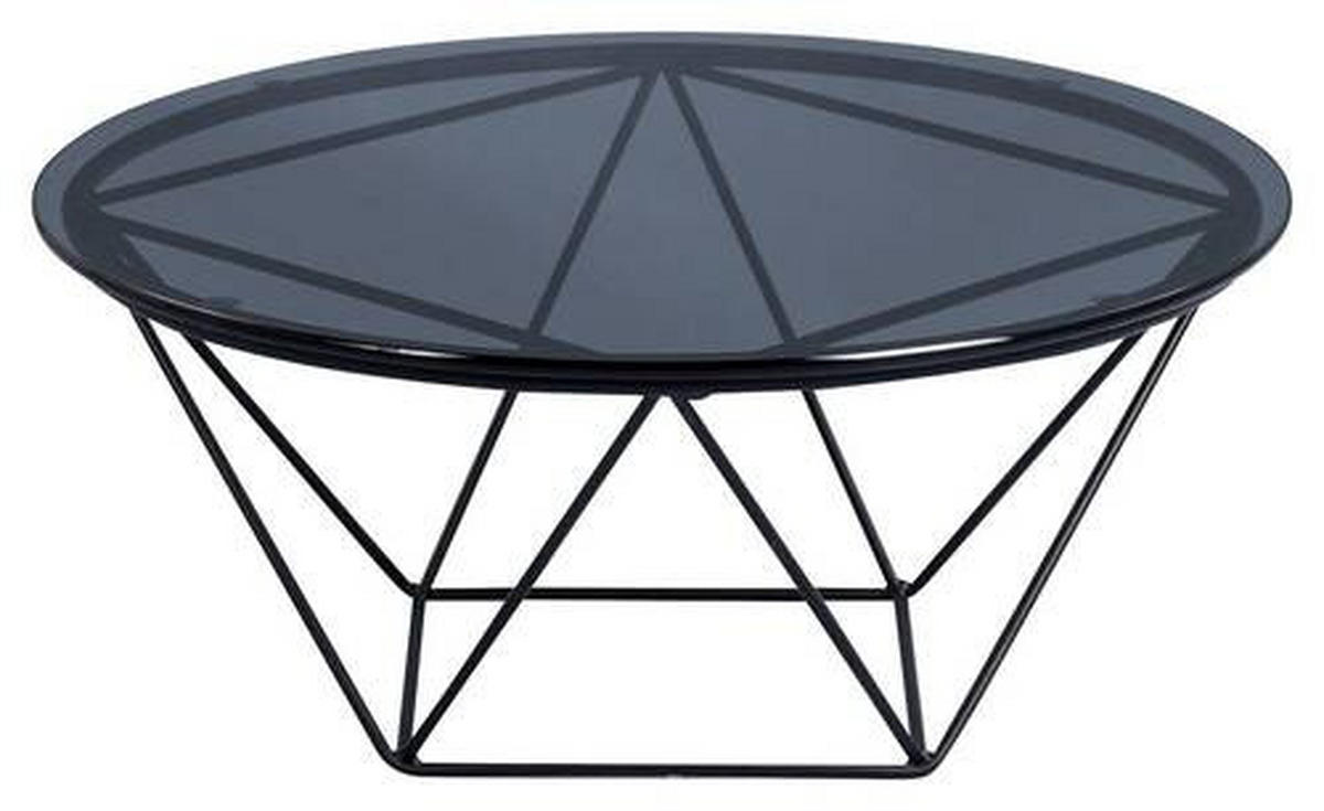 COUCHTISCH Sicherheitsglas 70/70/30 cm rund Grau, Schwarz  - Schwarz/Grau, Trend, Glas/Metall (70/70/30cm) - Boxxx