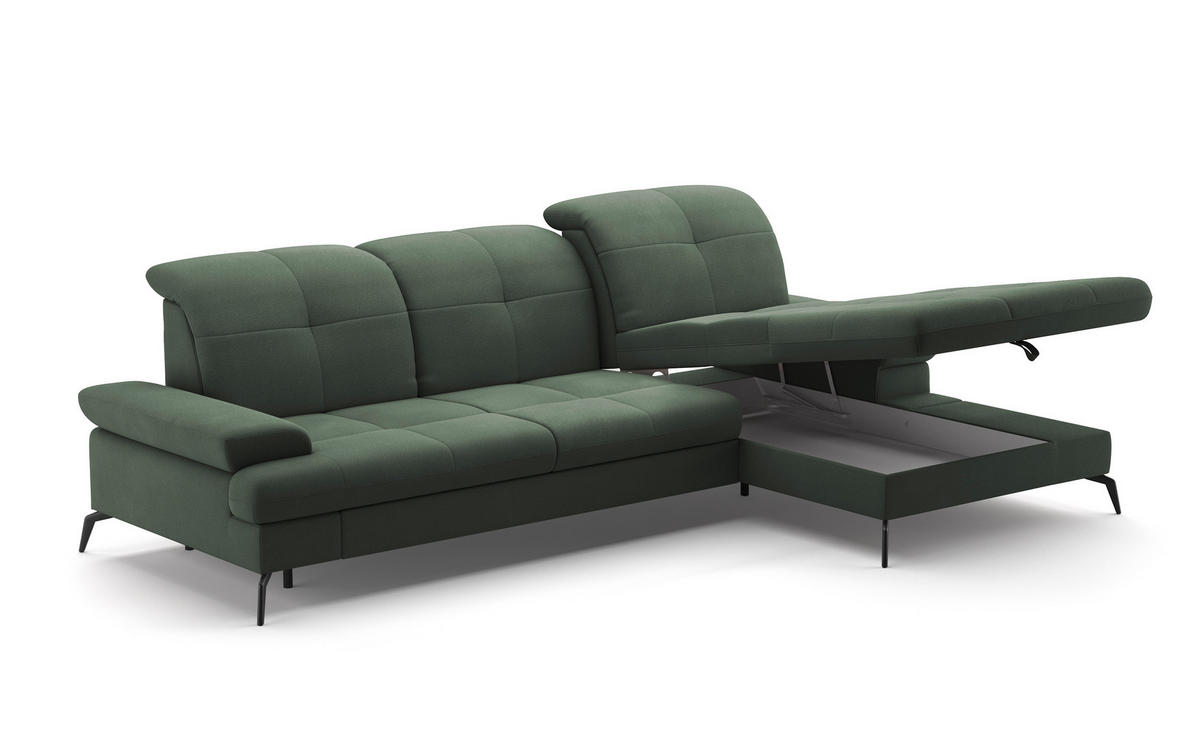 ECKSOFA in Flachgewebe Grün  - Schwarz/Grün, Konventionell, Textil/Metall (279/185cm) - Sit & More