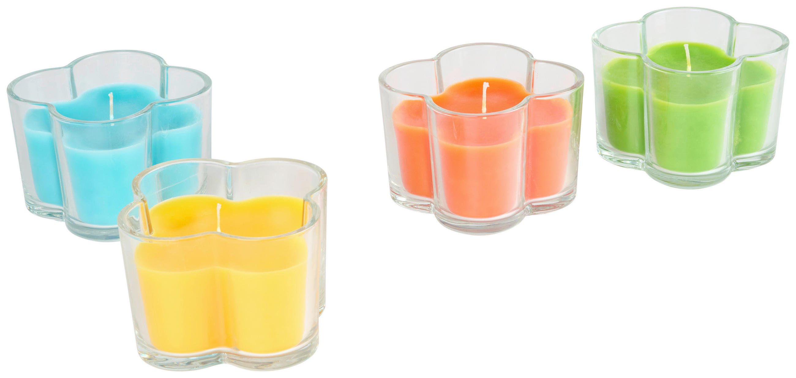 KERZE IM GLAS - Türkis/Gelb, Basics, Glas/Paraffin (12,5/8,5cm) - Ambia Home