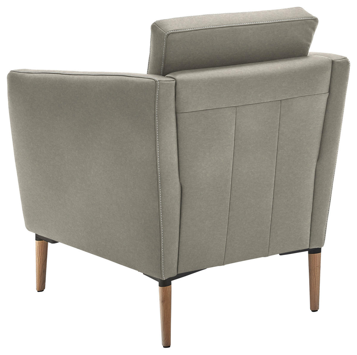 SESSEL in Echtleder Hellgrau  - Eichefarben/Beige, Natur, Leder/Holz (75/84/76cm) - Valnatura