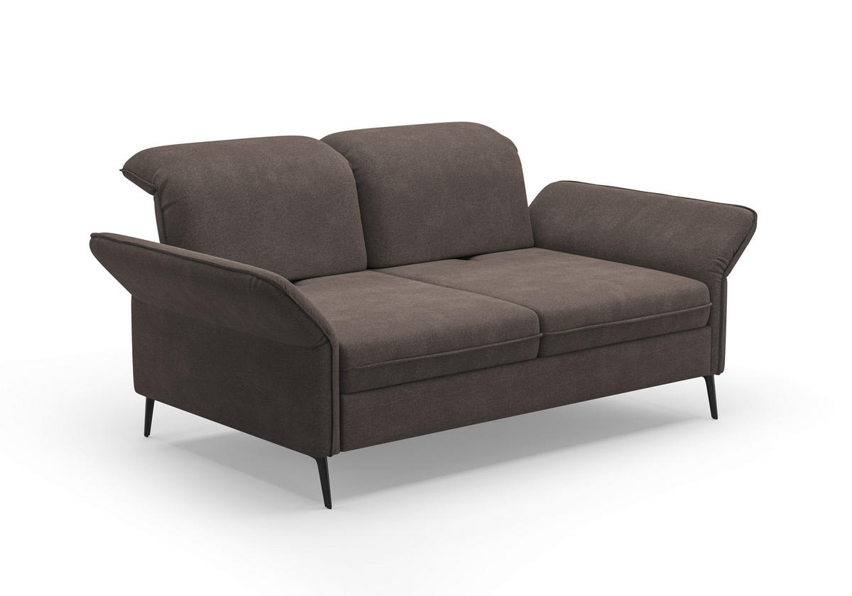2,5-SITZER in Flachgewebe Graphitfarben  - Schwarz/Graphitfarben, KONVENTIONELL, Textil/Metall (189/92/123cm) - Sit & More