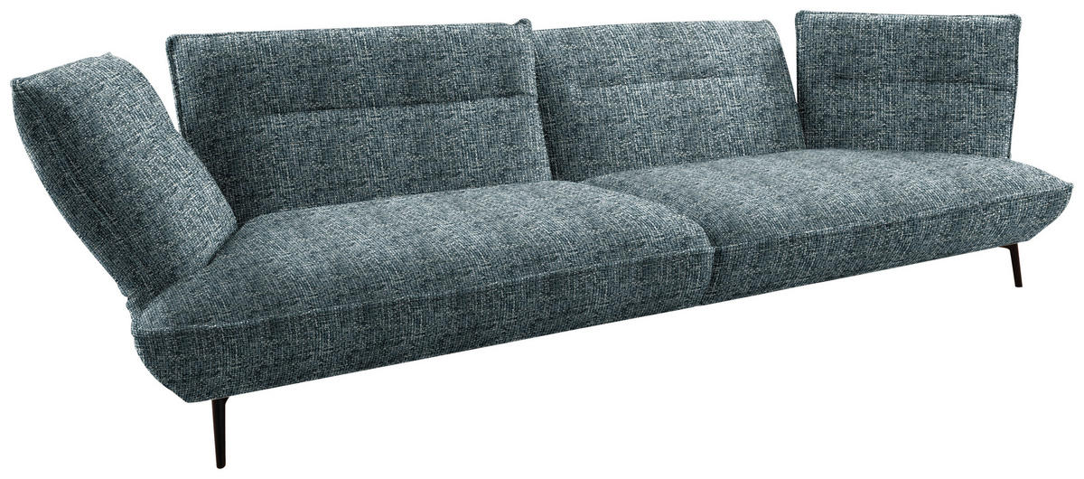 MEGASOFA in Flachgewebe Blaugrau  - Blaugrau/Schwarz, Design, Holzwerkstoff/Textil (339/92/99cm) - Moderano