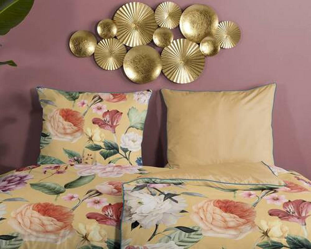 WENDEBETTWÄSCHE Fiori Satin 135/200 cm  - Gelb/Goldfarben, Natur, Textil (135/200cm)