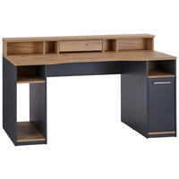 GAMING MIZA leseni material antracit, barve hrasta  - barve hrasta/antracit, Moderno, kovina/leseni material (160/92,4/70cm) - Carryhome