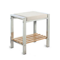 BADHOCKER - Chromfarben/Weiß, Basics, Holz/Metall (45/48/31cm)