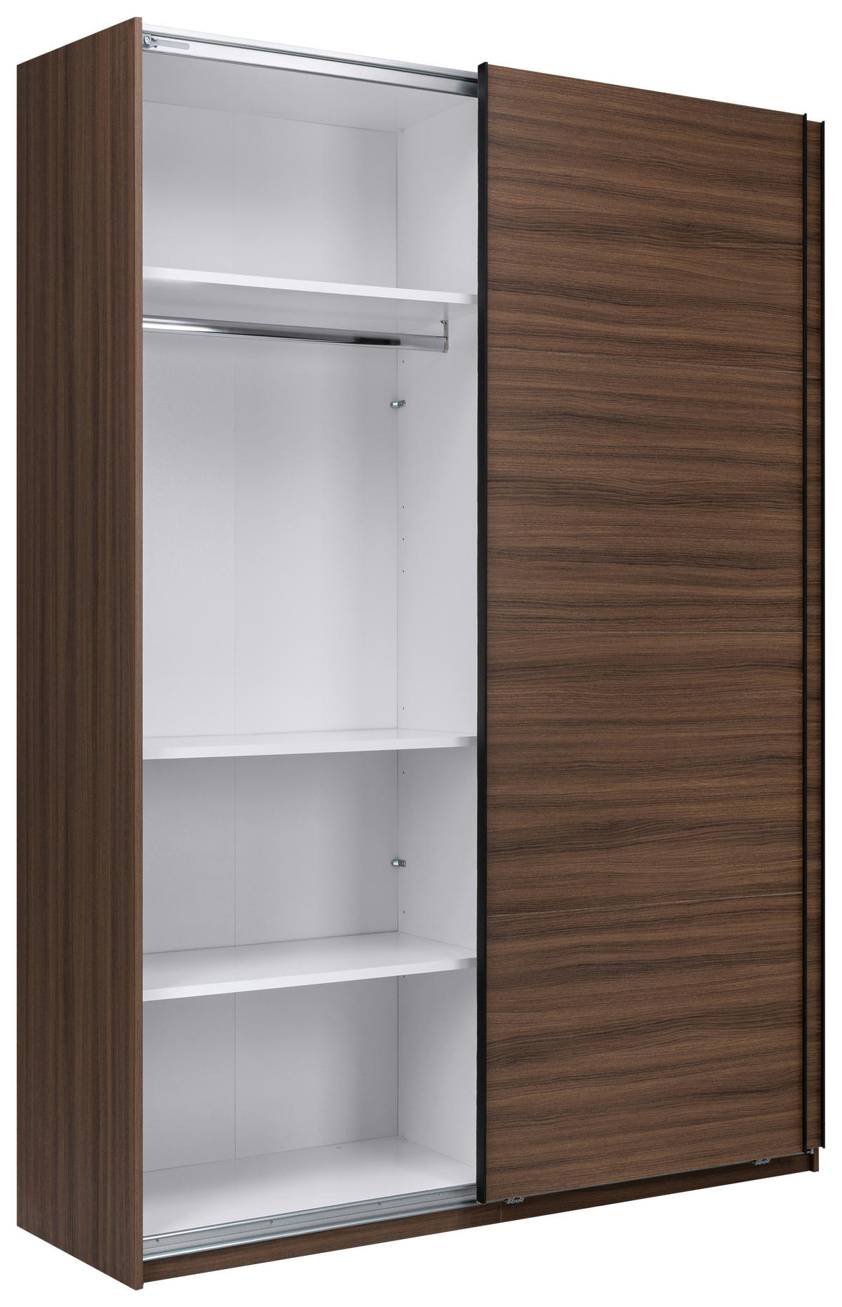 SCHIEBETÜRENSCHRANK 150/211,5/61,5 cm Walnussfarben  - Weiss/Walnussfarben, Modern, Holzwerkstoff/Metall (150/211,5/61,5cm) - MID.YOU