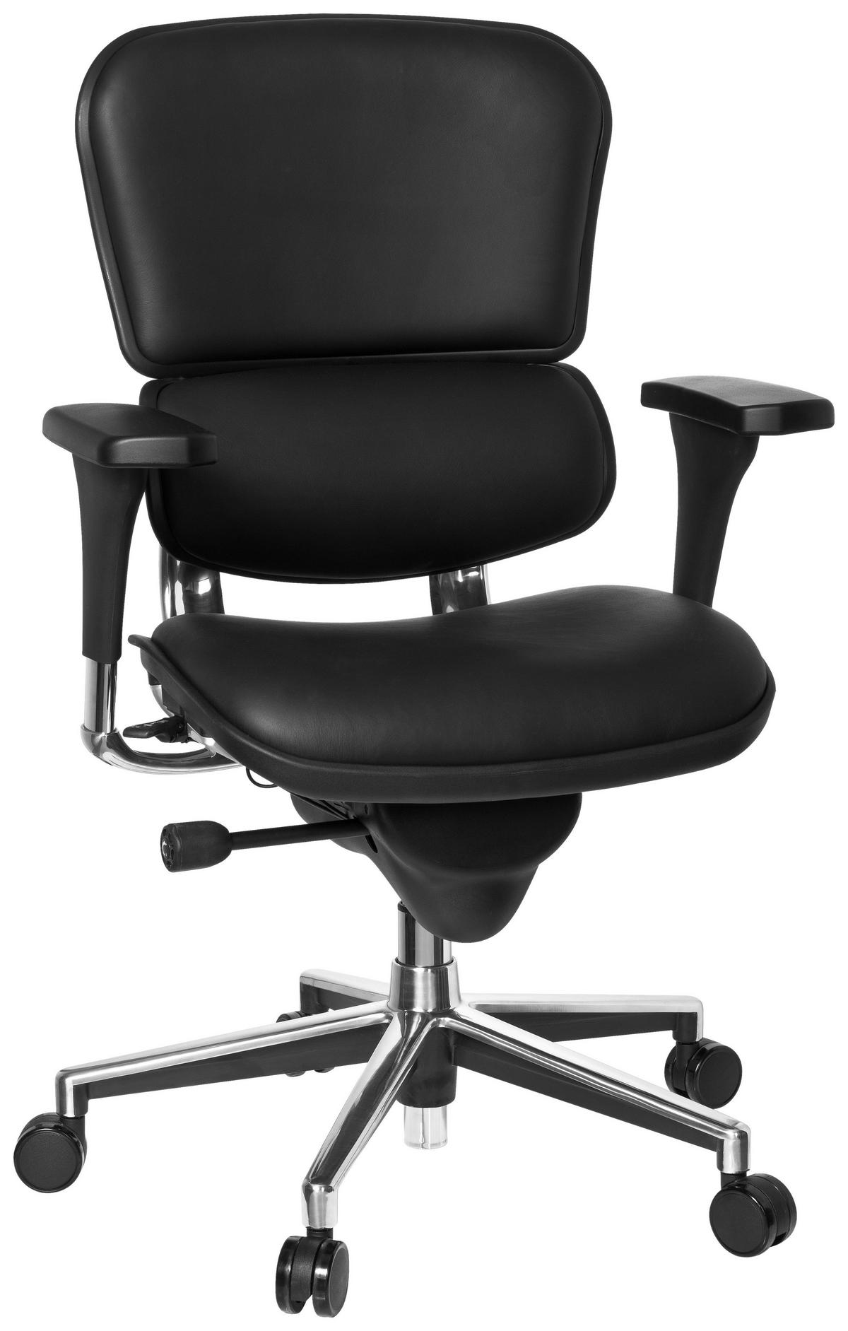 DREHSTUHL Lederlook Schwarz  - Chromfarben/Schwarz, MODERN, Leder/Kunststoff (61/120/48cm) - MID.YOU