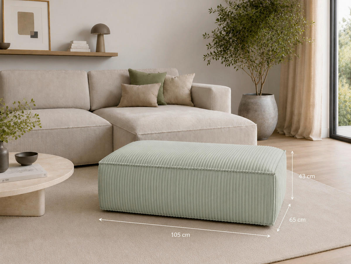 HOCKER in Textil, Holzwerkstoff Mintgrün  - Schwarz/Mintgrün, KONVENTIONELL, Holzwerkstoff/Kunststoff (105/43/65cm) - Livetastic