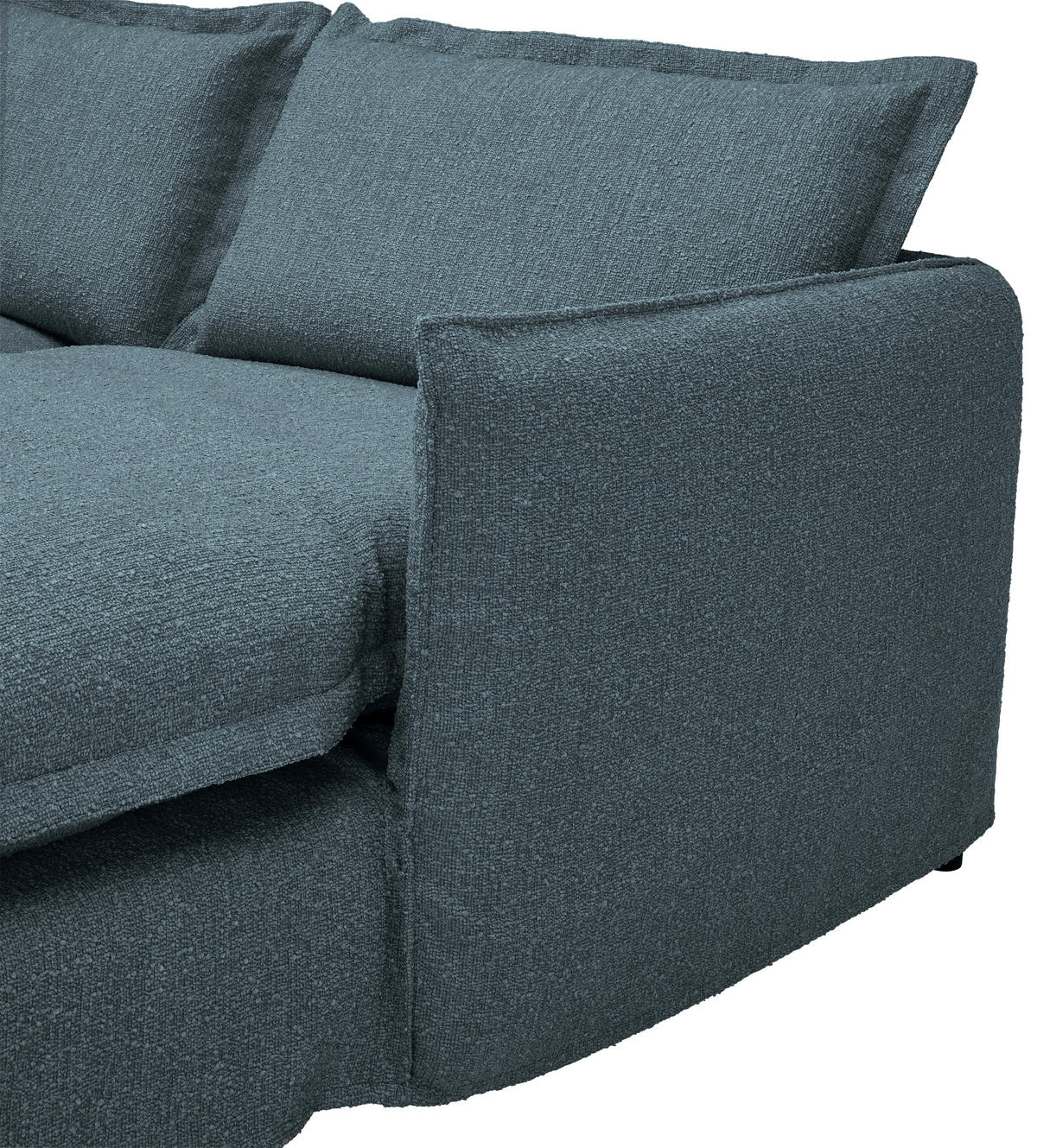 HUSSEN-ECKSOFA in Flachgewebe, Bouclé Blau  - Blau/Schwarz, Trend, Textil/Metall (295/165cm) - Livetastic