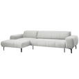 ECKSOFA in Chenille Weiß  167/311 cm  - Schwarz/Weiß, Design, Textil/Metall (167/311cm) - Xora
