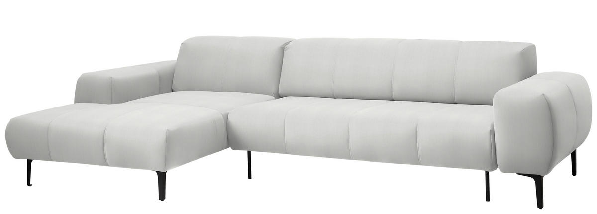 ECKSOFA in Chenille Weiss  - Weiss/Schwarz, Design, Textil/Metall (167/311cm) - Xora