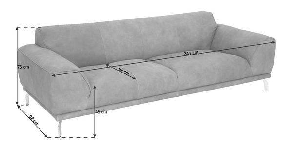 SOFA in Leder Braun - Chromfarben/Braun, Design, Leder/Metall (241/75/92cm) - Valnatura