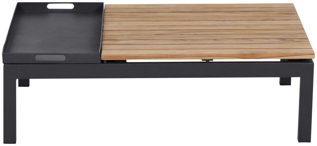 LOUNGEGARNITUR Teakholz massiv Aluminium, Edelstahl  - Anthrazit/Grau, KONVENTIONELL, Holz/Textil - Siena Garden