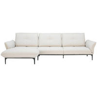 ECKSOFA Echtleder Creme  - Creme/Schwarz, Design, Leder/Metall (182/325cm) - Valnatura